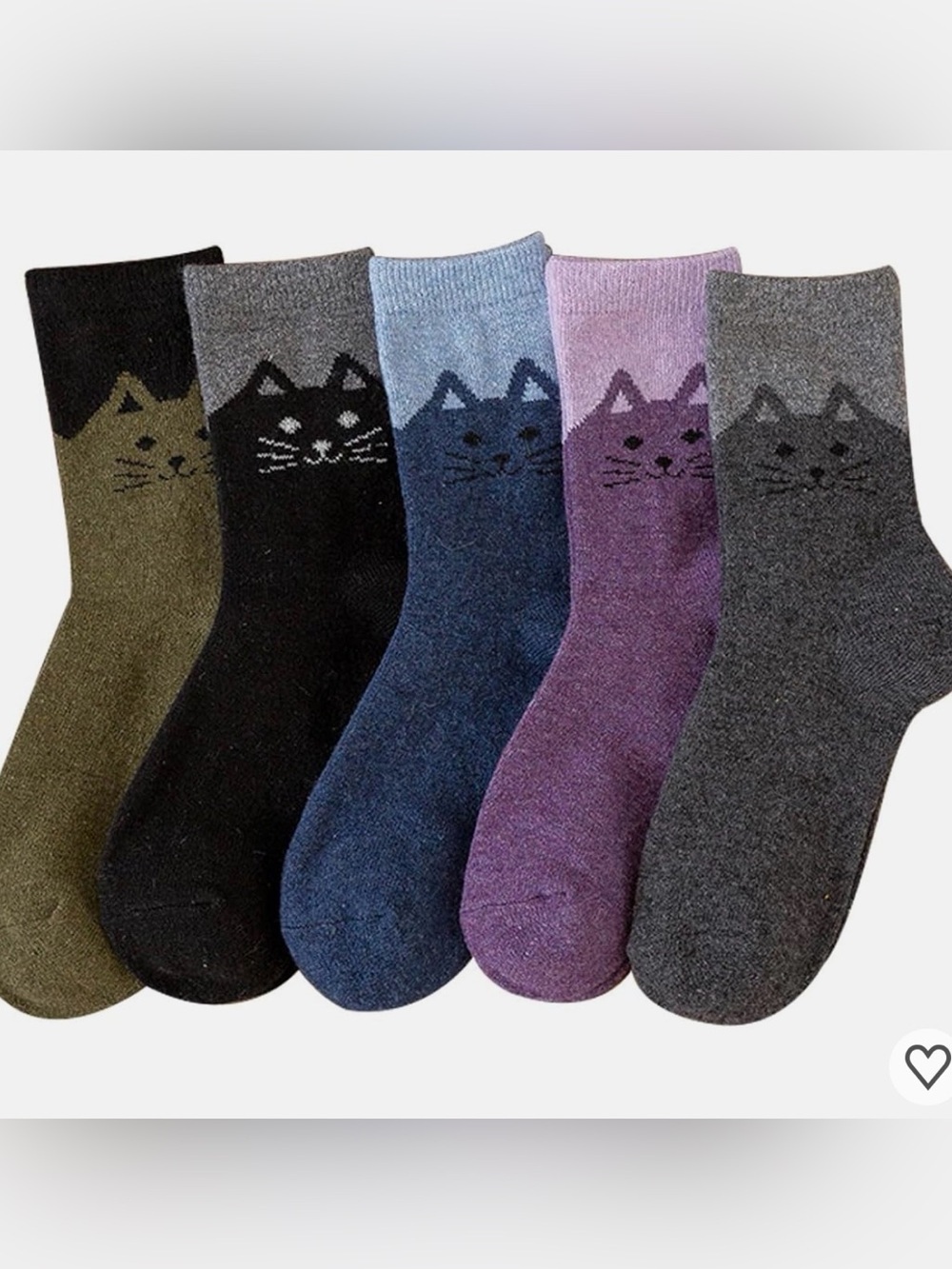Cat face wool blend 5 pairs of women’s socks new